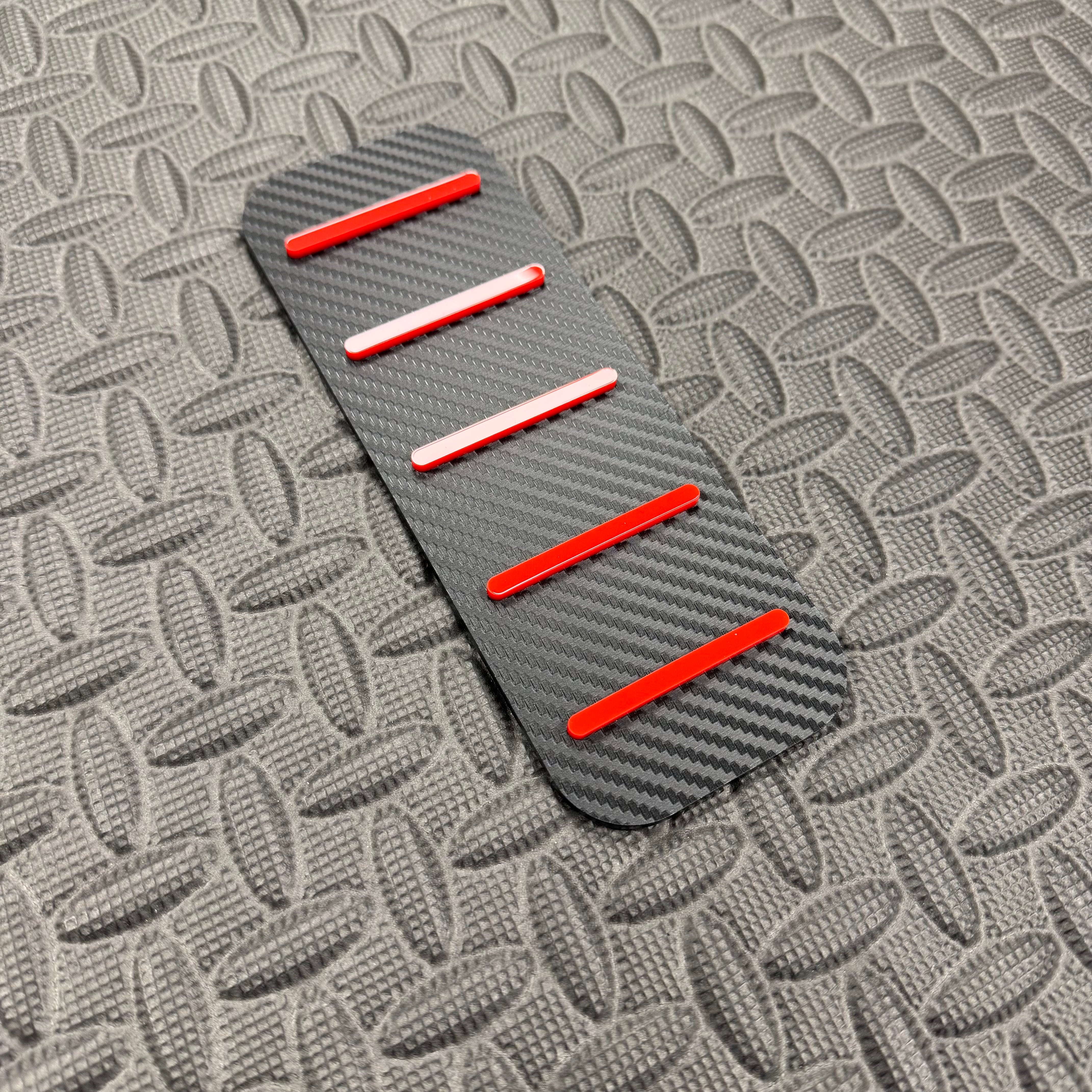 Mk7.5/Mk8/8.5 Fiesta & Mk2/2.5 Focus Dead Pedal / Foot Rest Plate - Red Detail, Carbon Fibre Effect Back Plate