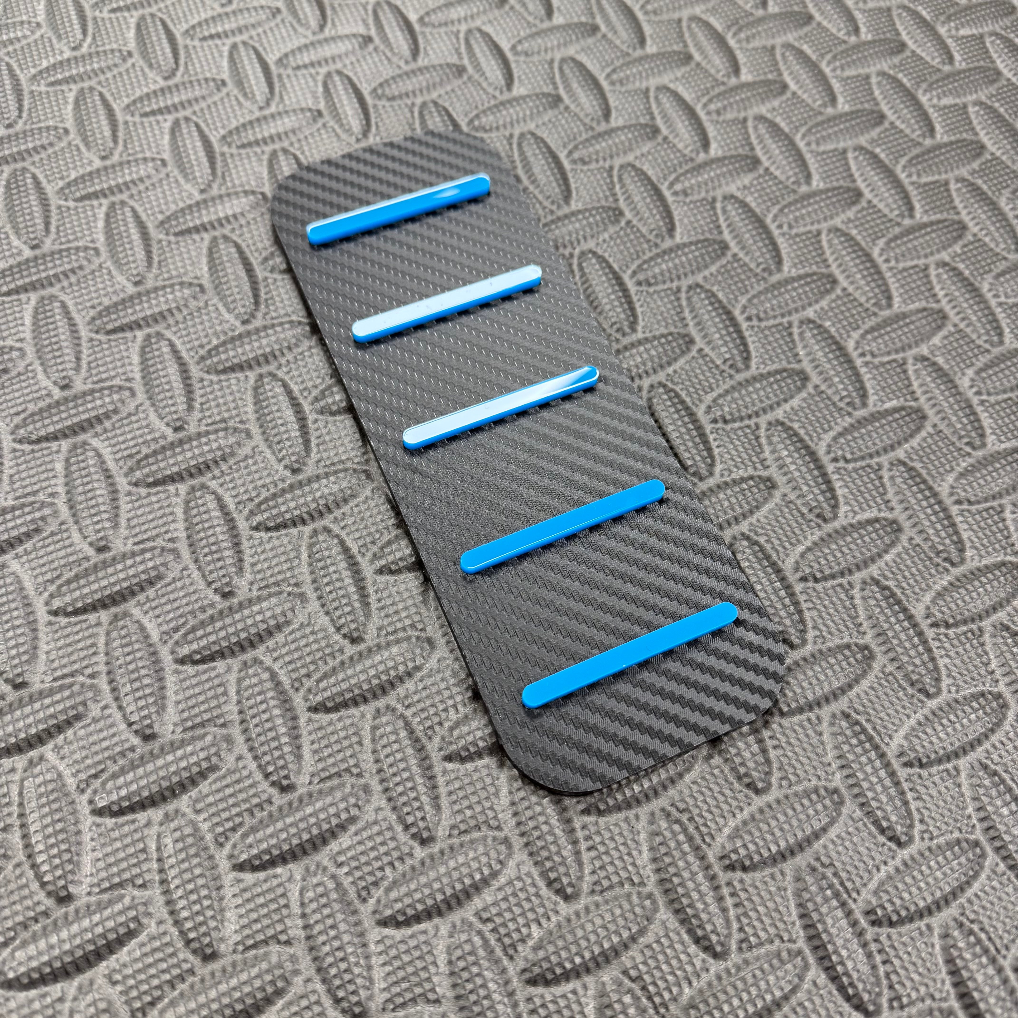 Mk7.5/Mk8/8.5 Fiesta & Mk2/2.5 Focus Dead Pedal / Foot Rest Plate - Light Blue Detail, Carbon Fibre Effect Back Plate