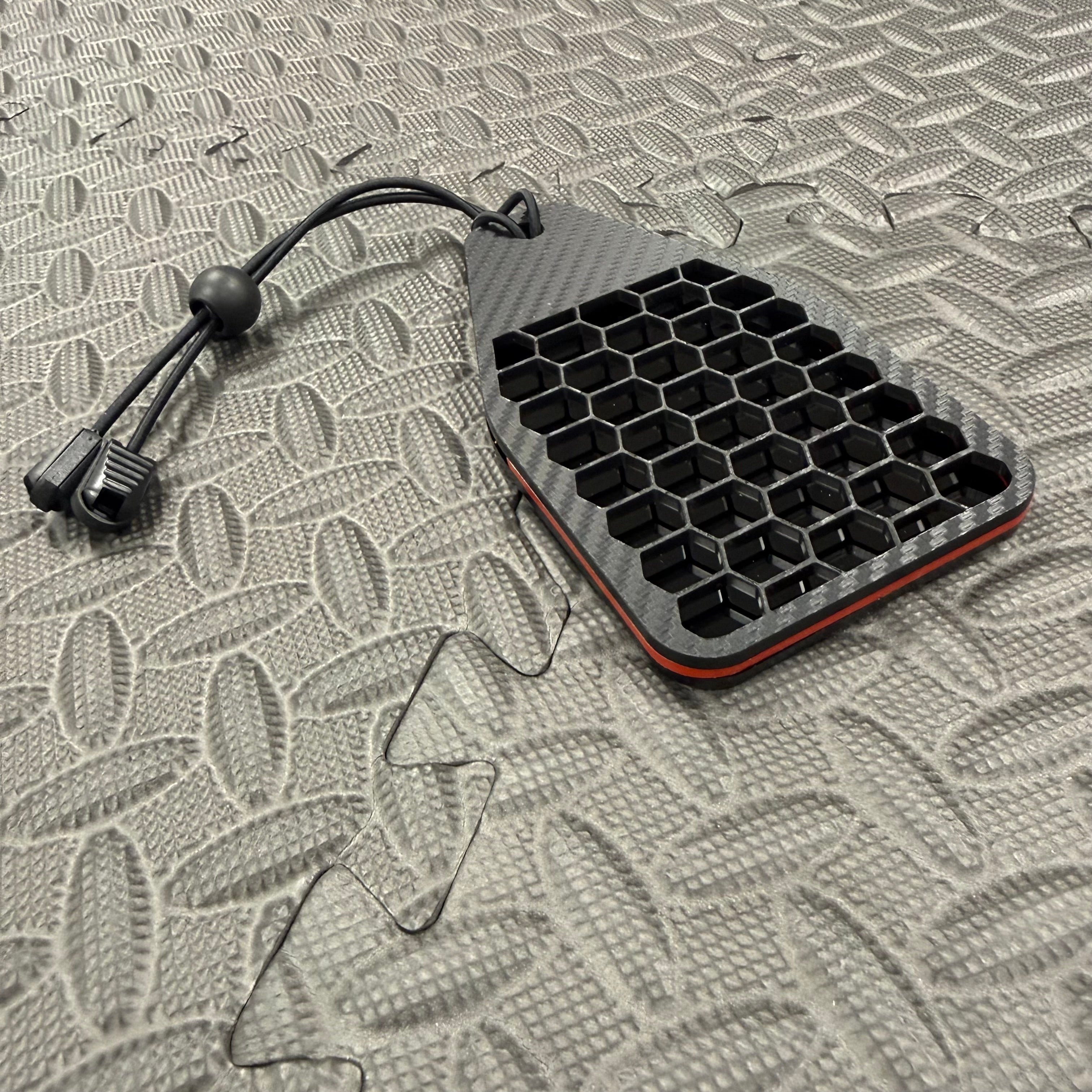 Proform Universal Air Freshener Holder- Carbon Fibre Effect Hex Pattern With Red Detail
