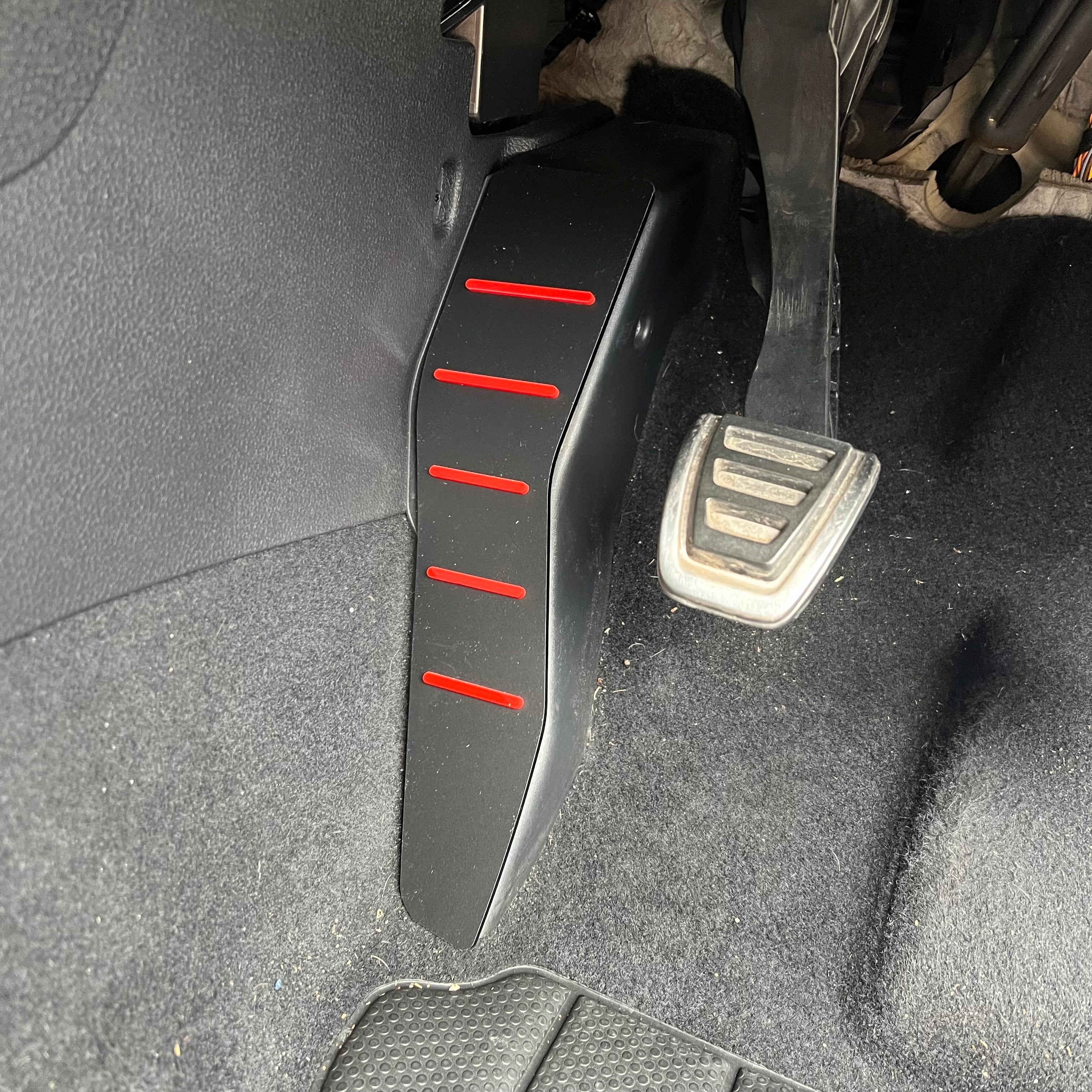 Proform Mk7/7.5 Golf GTI / R (Manual) Dead Pedal / Foot Rest Plate - Satin Black Back Plate With Red Detail