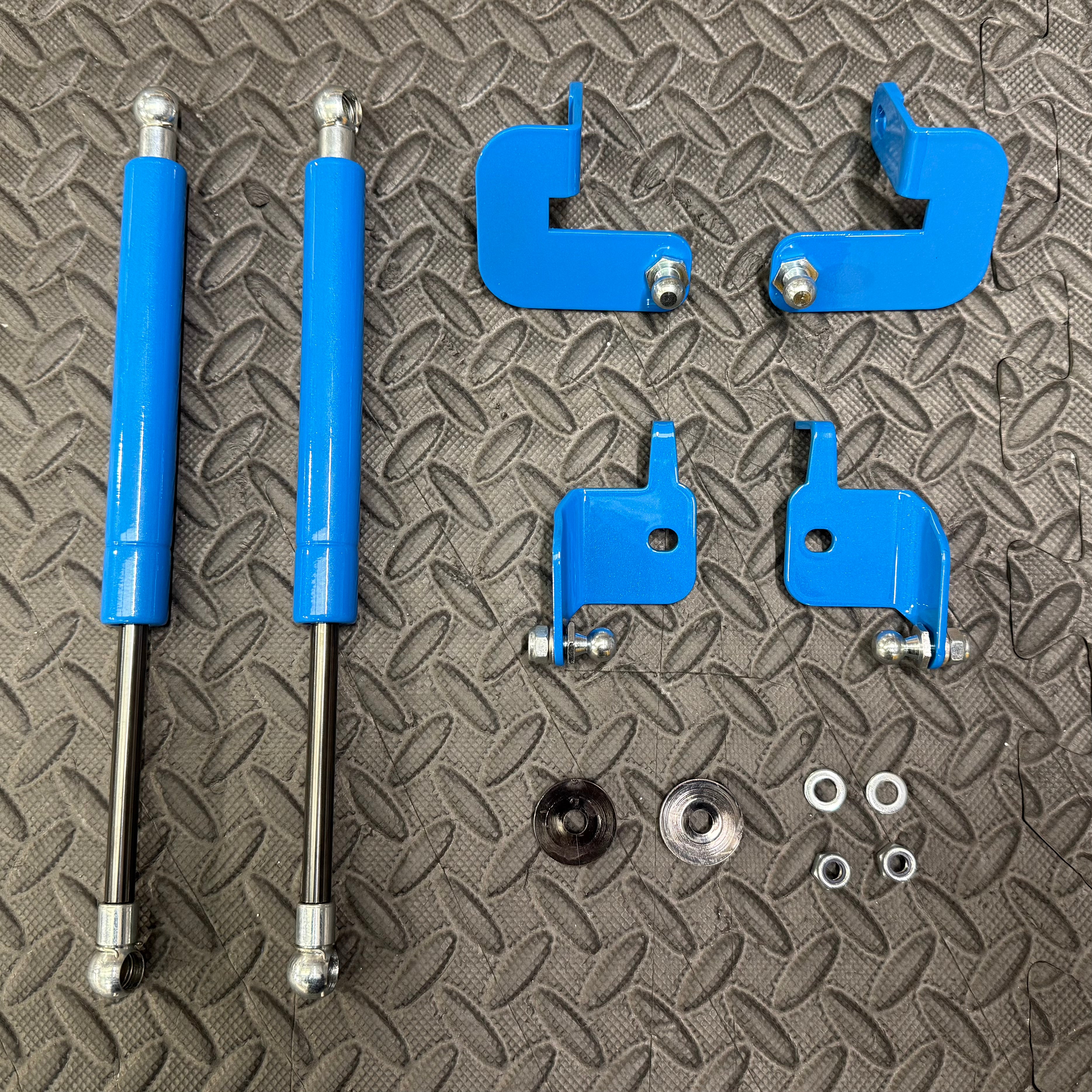 Mk3/3.5 Focus Gas Strut Bonnet Lifters - Painted Nitrous Blue