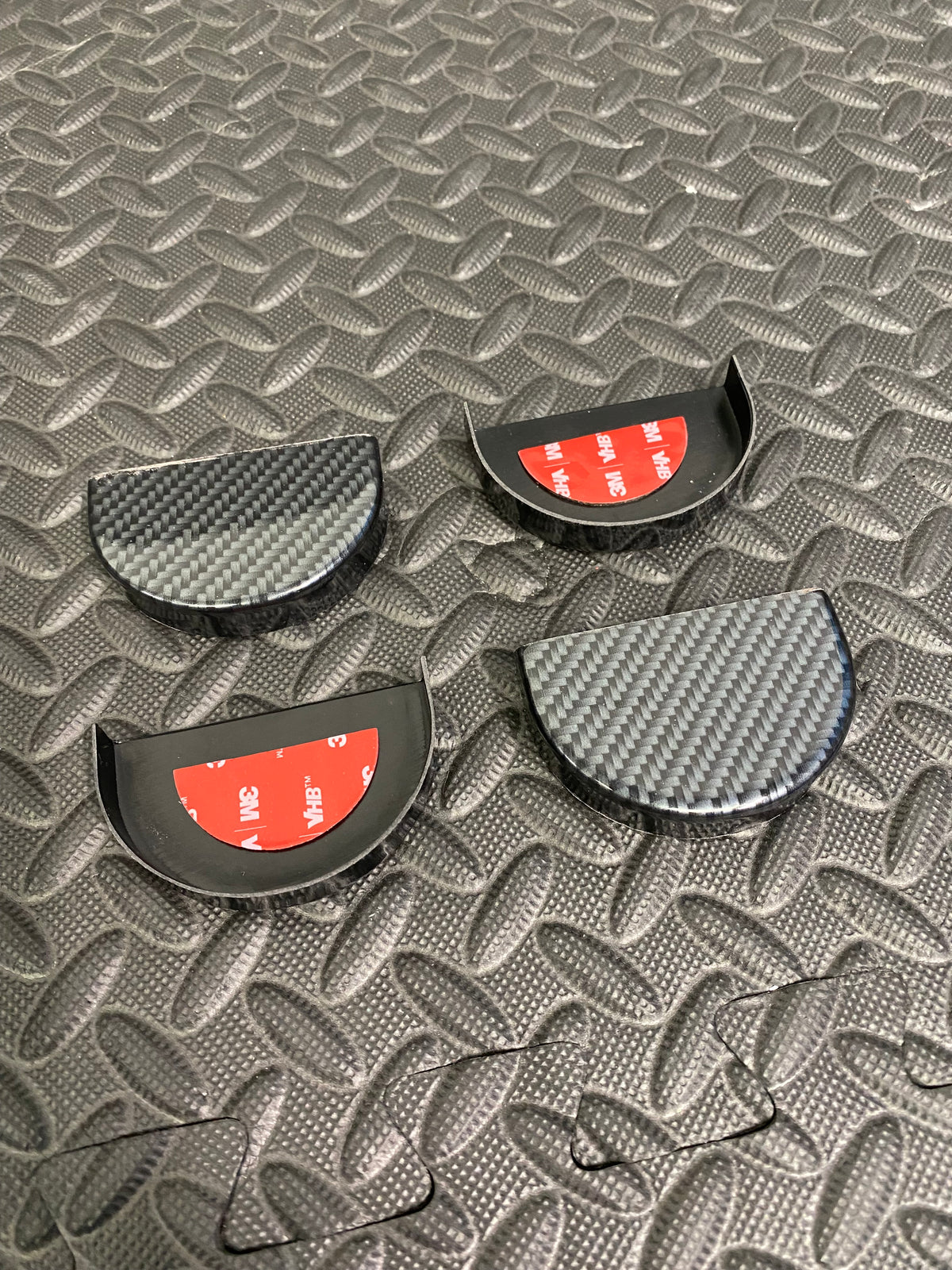 Proform Seat Rail End Covers - Mk8/8.5 Fiesta - Deluxe Carbon Fibre Effect Plastic With Adhseive Pads Fitted