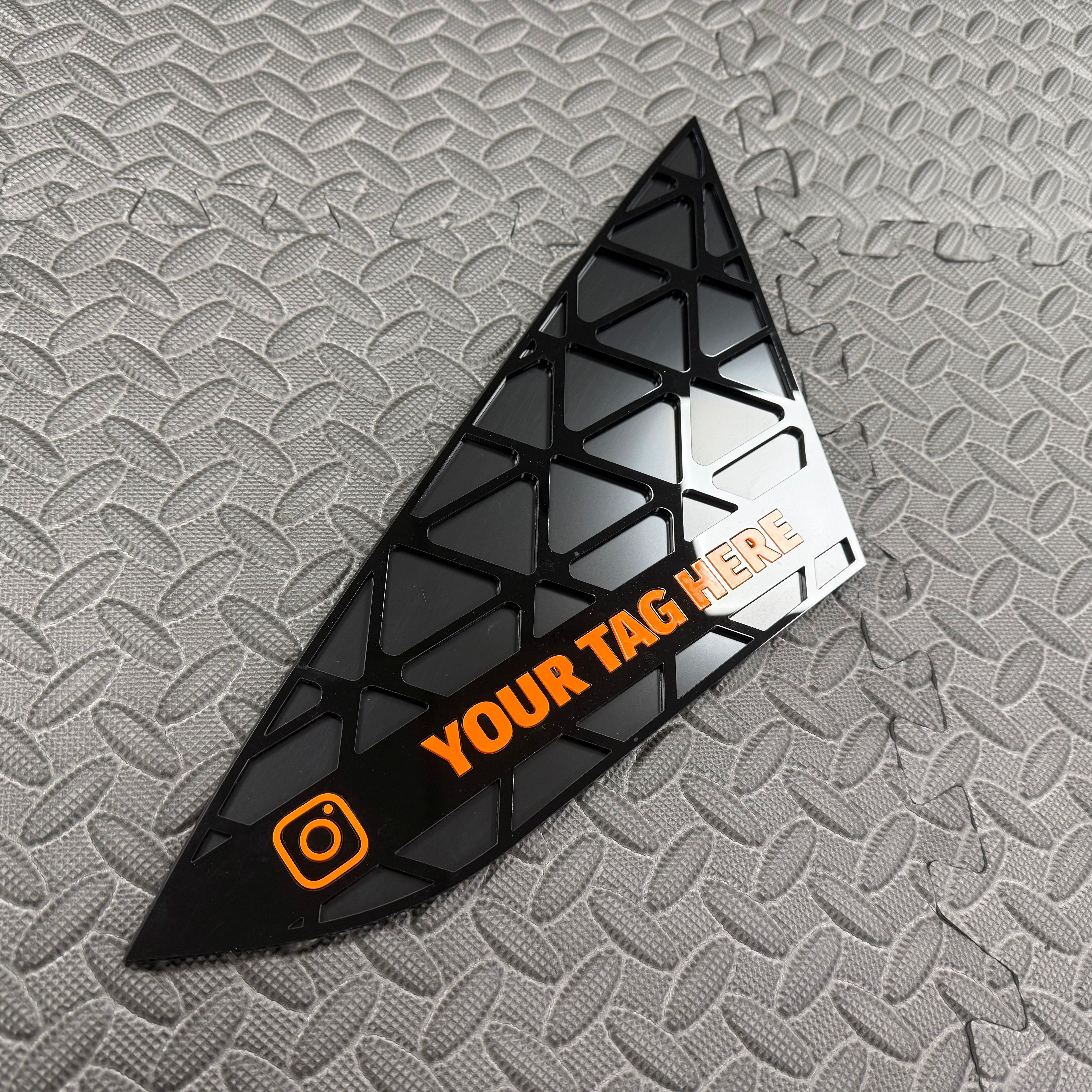 Vauxhall / Opel Astra J VXR Front Quarter Window Inserts (Pair) - Custom Text / Social Media Tag