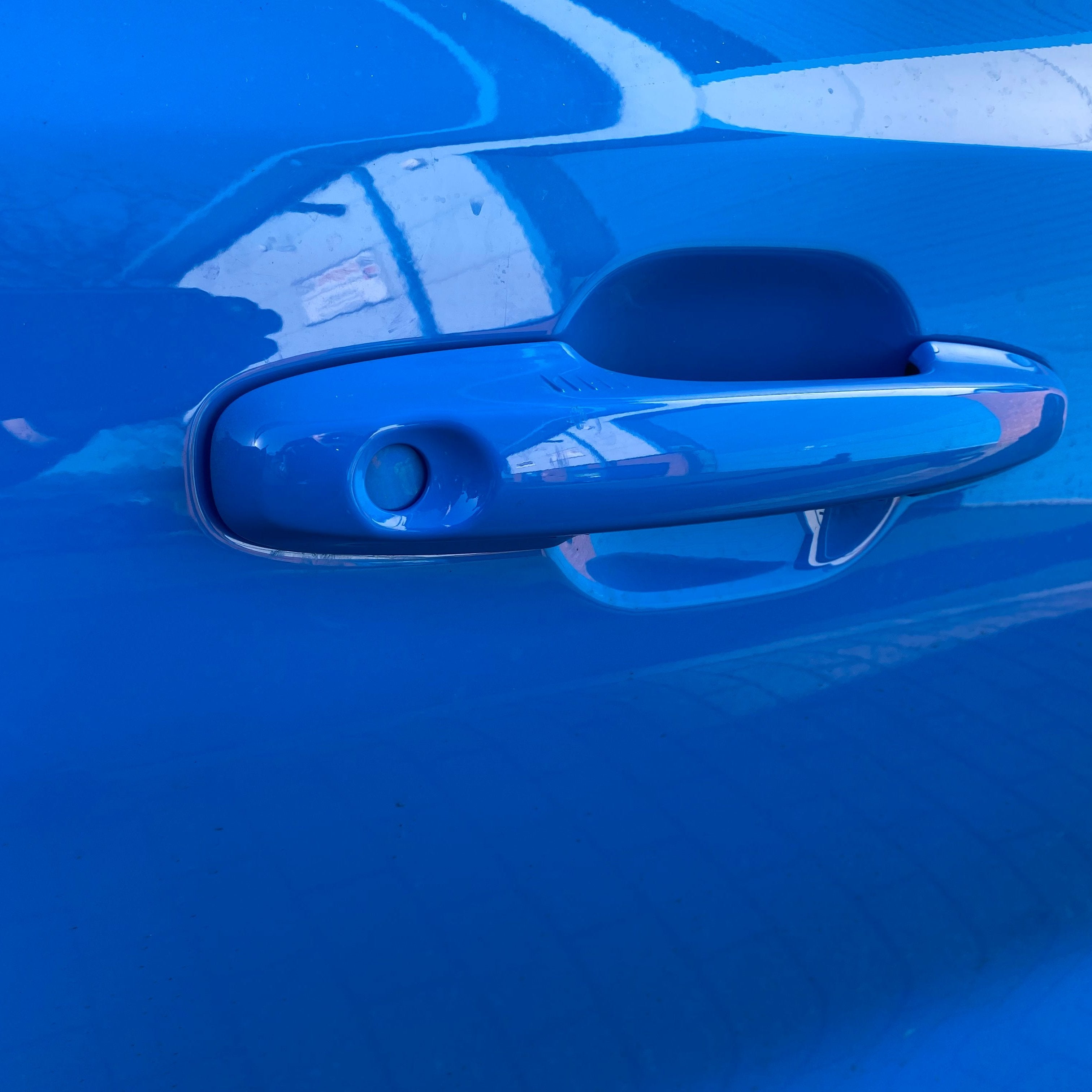 Proform Door Lock Barrel Blanking Plate - Mk2/2.5/3/3.5/4/4.5 Focus / Mk7/7.5 Fiesta - Painted Azure Blue