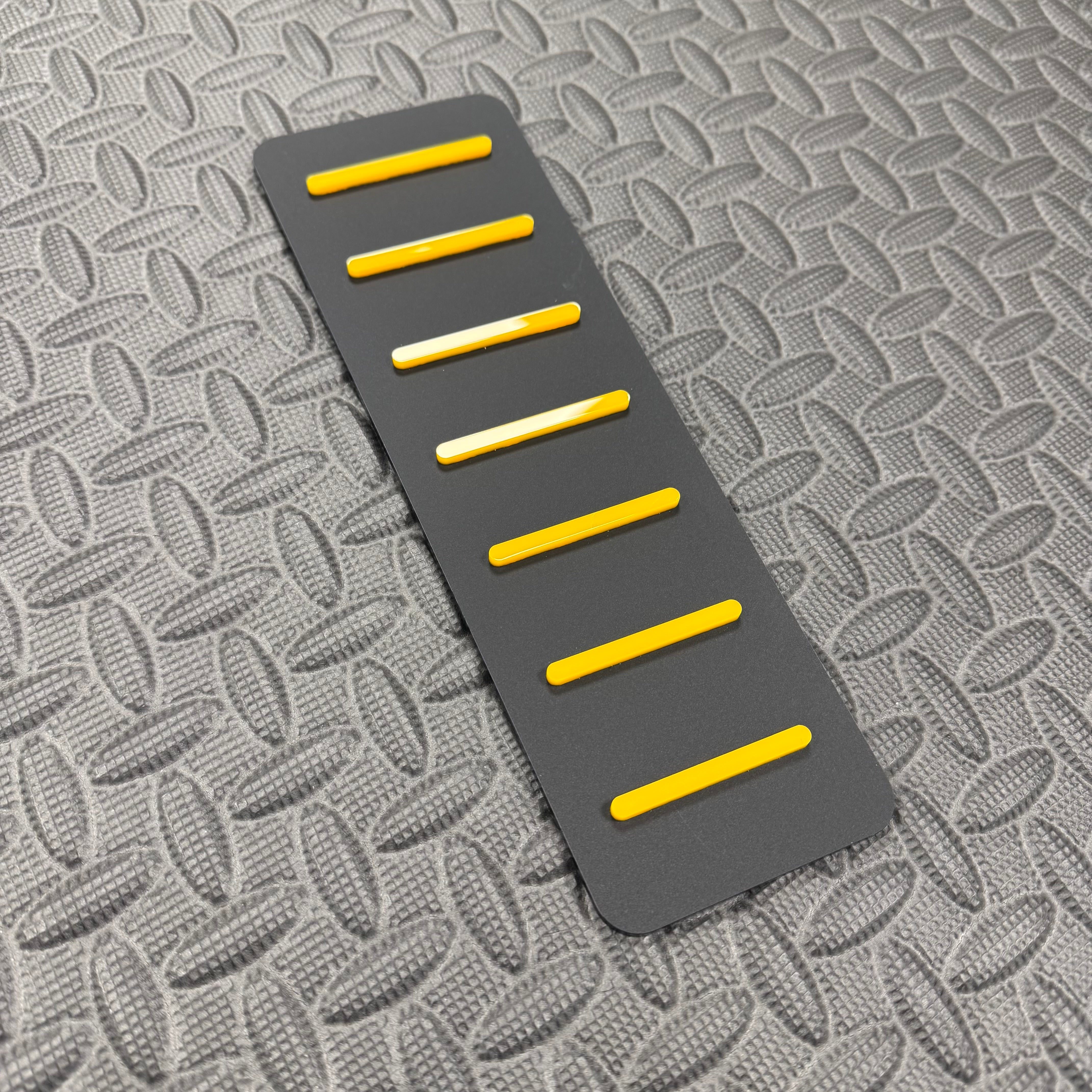 Proform Mk3/3.5 Focus Dead Pedal / Foot Rest Plate, Amber Yellow(Tangerine Scream) Detail, Satin Black Back Plate