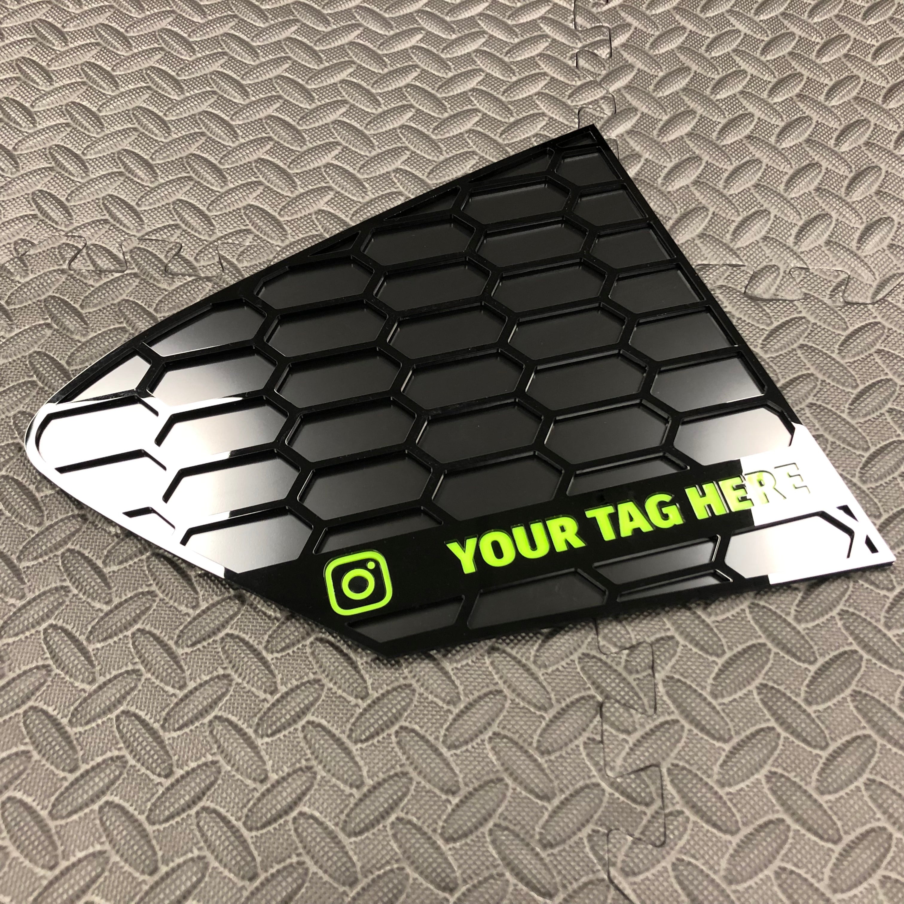Mk4/4.5 Focus Rear Quarter Window Inserts (Pair) - Custom Text / Social Media Tag - Green Detail