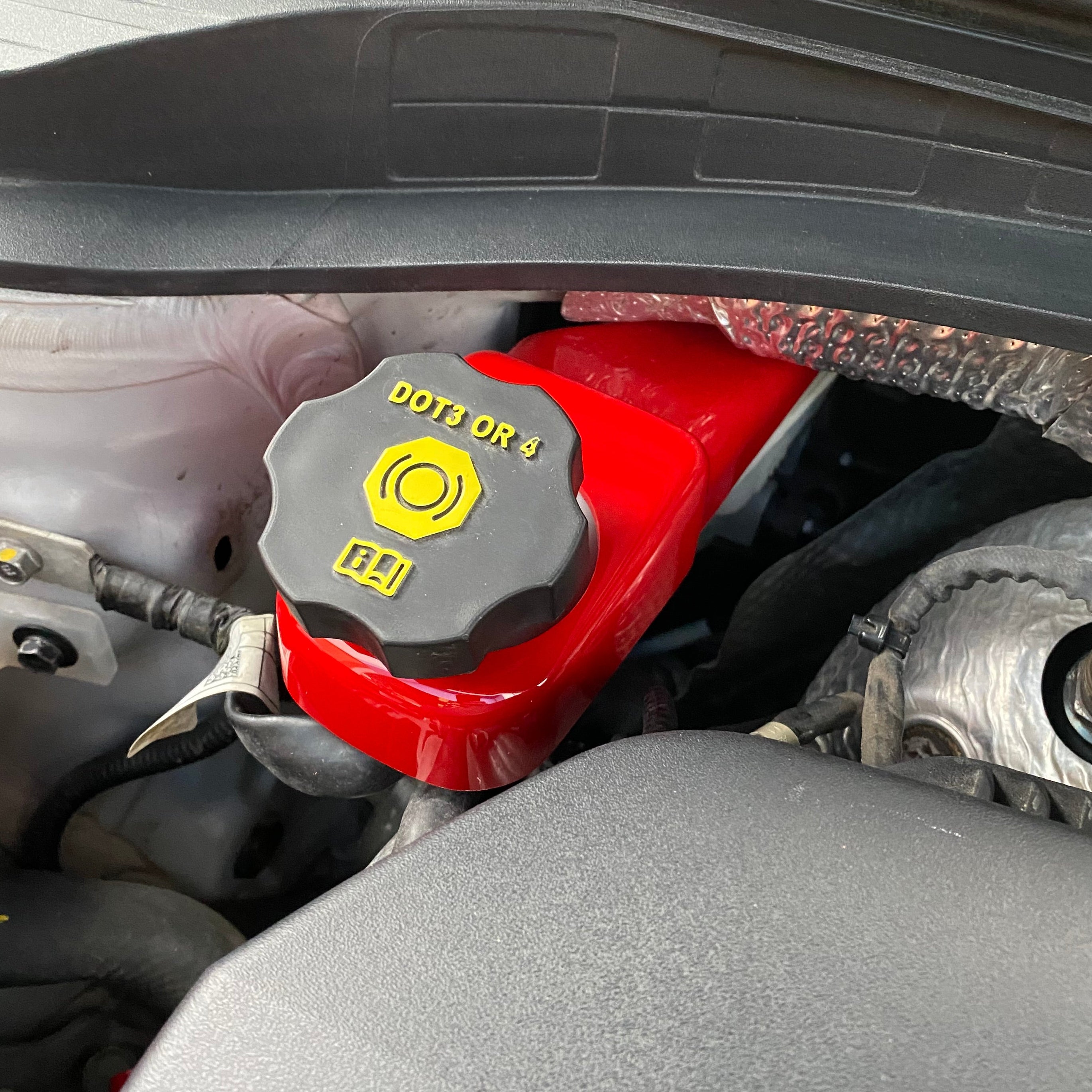 Proform Brake Reservoir Cover (Plastic Finishes) - Fits Hyundai i30 / Kona N - Right Hand Drive - Gloss Red Plastic