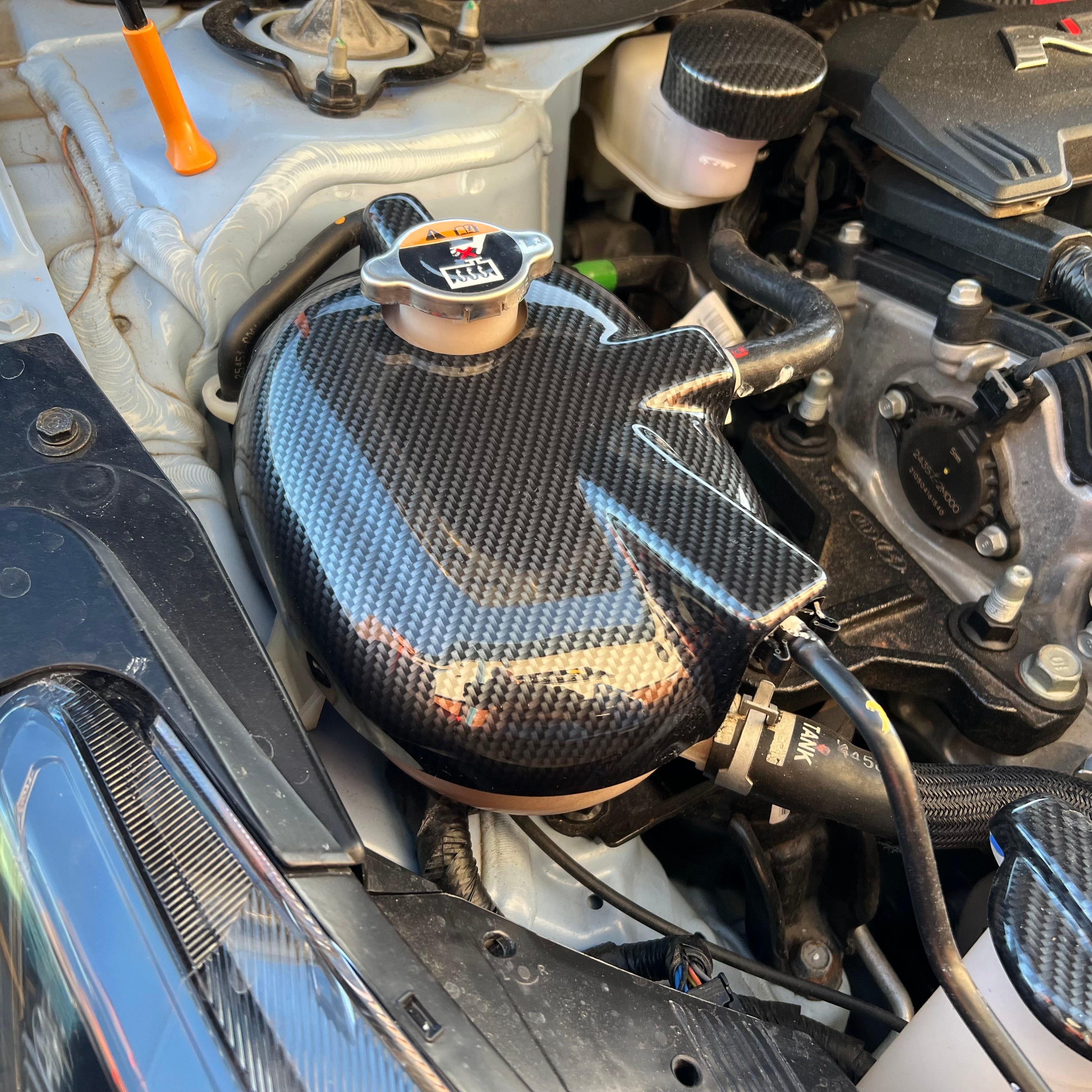 Proform Coolant Tank Cover - Fits Hyundai i20N/N Line - Delxue Carbon Fibre Effect Plastic