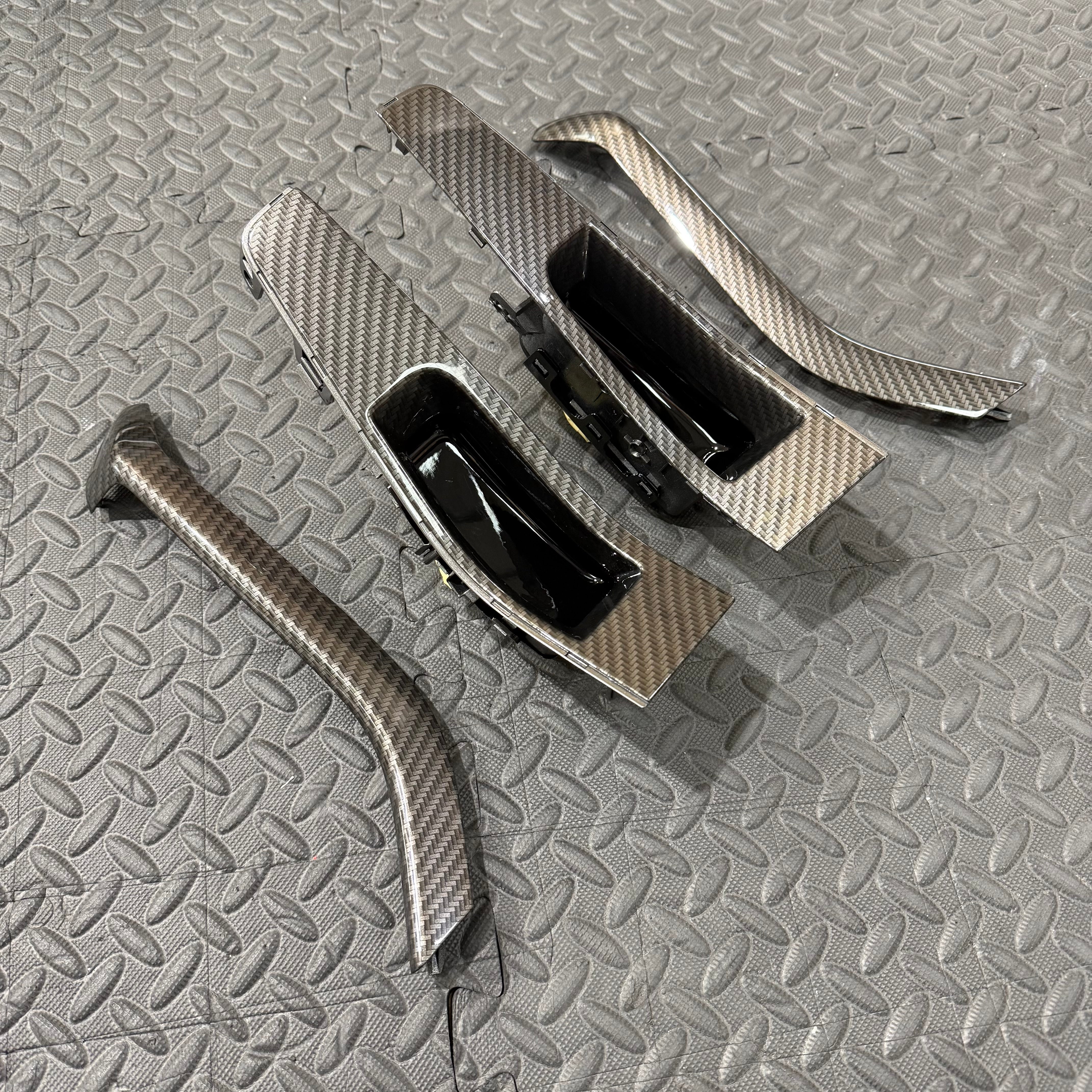 Genuine Ford Interior Rear Door Handle Trims - Mk8/8.5 Ford Fiesta and Mk2 Puma - Hydrodipped Carbon Fibre Effect