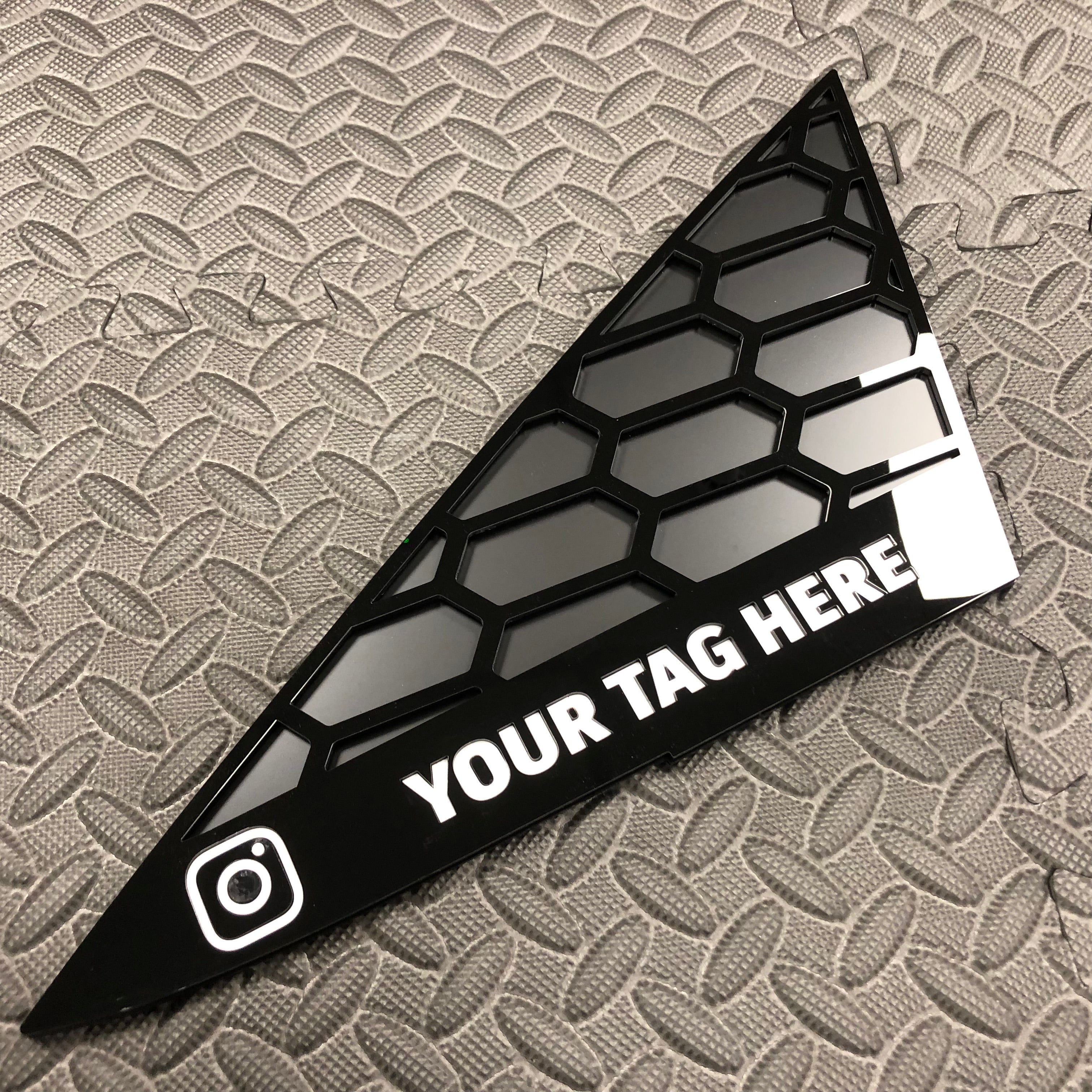 Mk7/7.5 Fiesta Front Quarter Window Inserts (Pair) - Custom Text / Social Media Tag - Whtie Detail