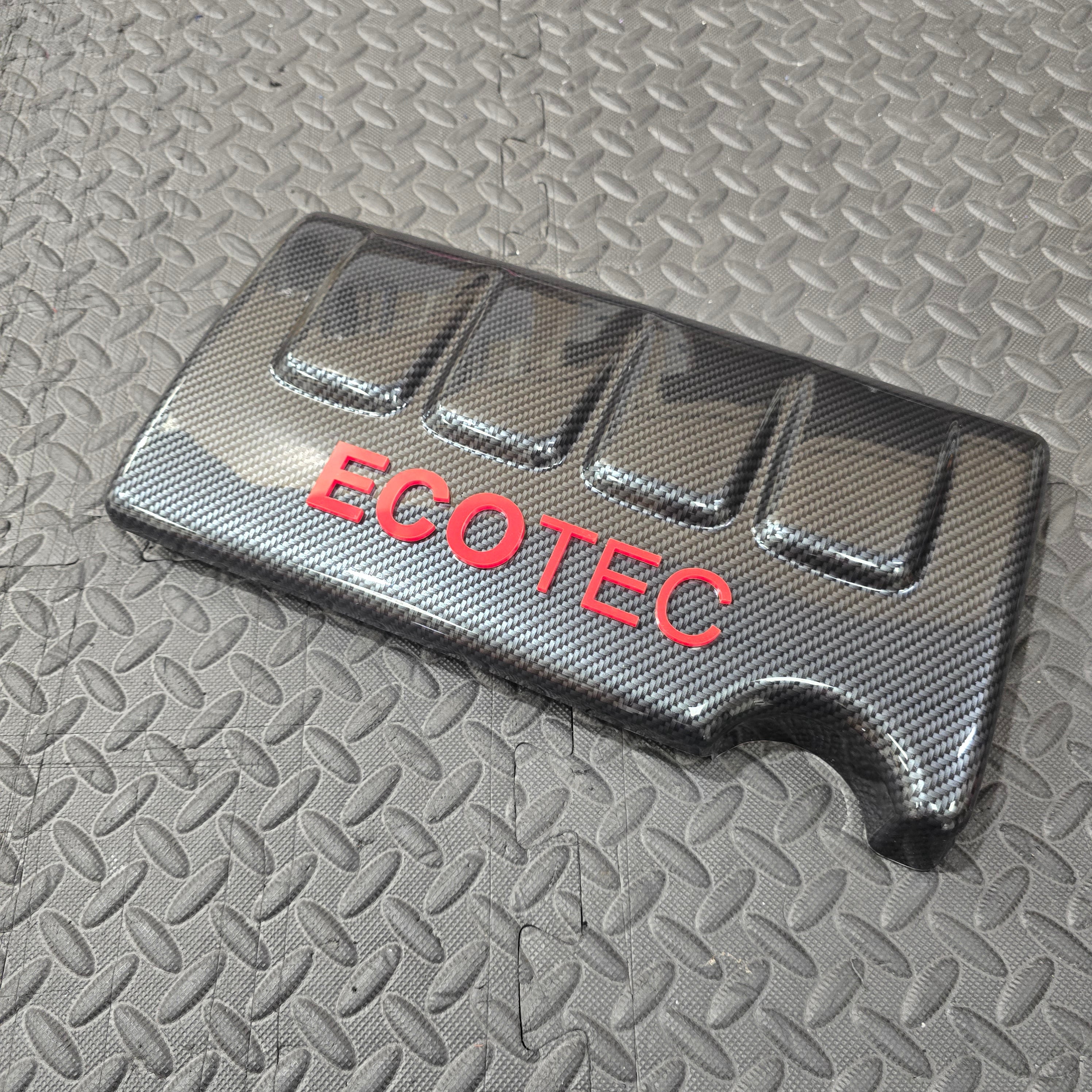 Proform Vauxhall Engine Cover -Deluxe Carbon Fibre Effect Plastic - Red Acrylic ECOTEC Detialing 